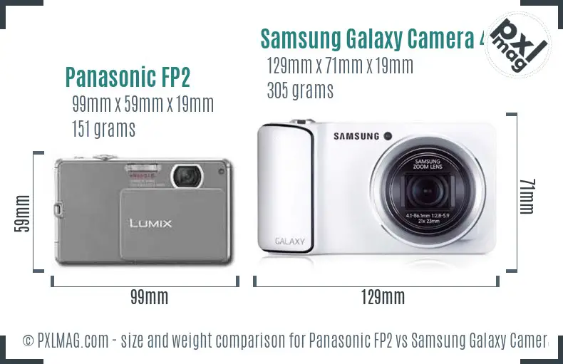 Panasonic FP2 vs Samsung Galaxy Camera 4G size comparison