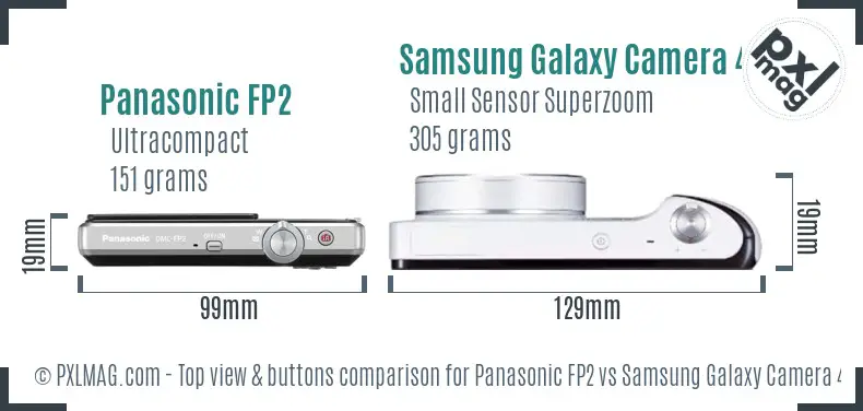 Panasonic FP2 vs Samsung Galaxy Camera 4G top view buttons comparison