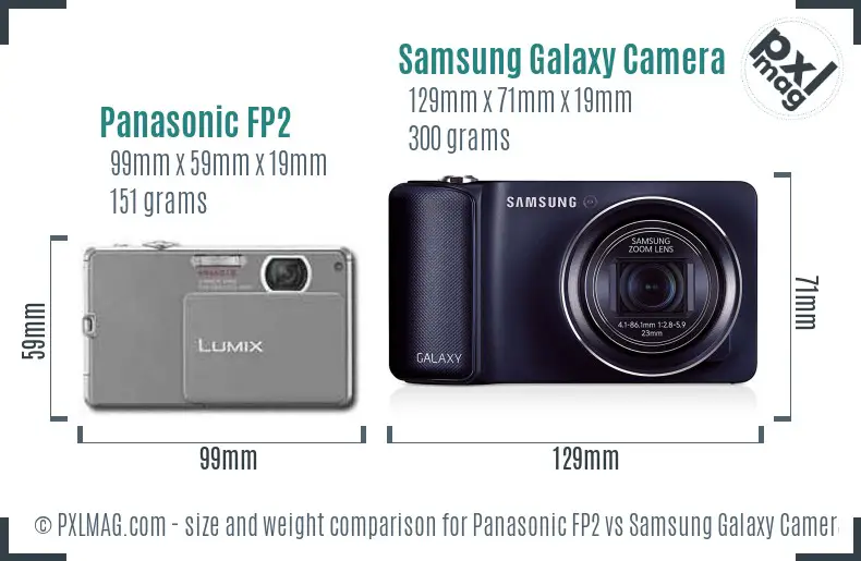 Panasonic FP2 vs Samsung Galaxy Camera size comparison Panasonic FP2 vs Samsung Galaxy Camera size comparison