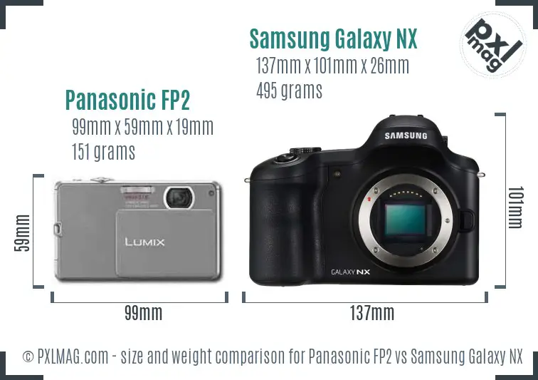 Panasonic FP2 vs Samsung Galaxy NX size comparison Panasonic FP2 vs Samsung Galaxy NX size comparison