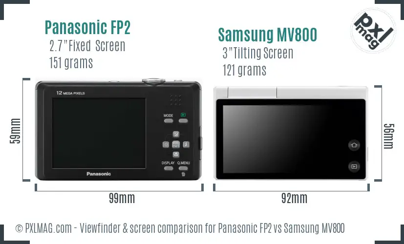Panasonic FP2 vs Samsung MV800 Screen and Viewfinder comparison