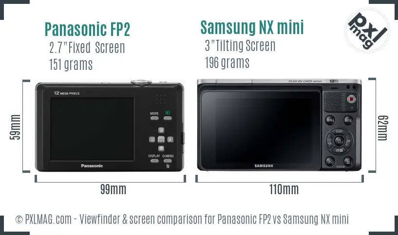 Panasonic FP2 vs Samsung NX mini Screen and Viewfinder comparison