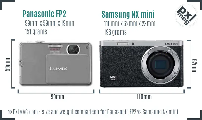 Panasonic FP2 vs Samsung NX mini size comparison