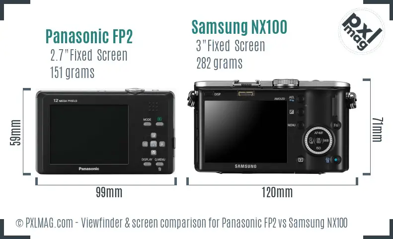 Panasonic FP2 vs Samsung NX100 Screen and Viewfinder comparison