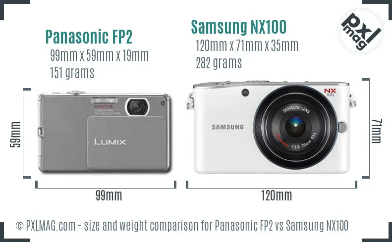 Panasonic FP2 vs Samsung NX100 size comparison