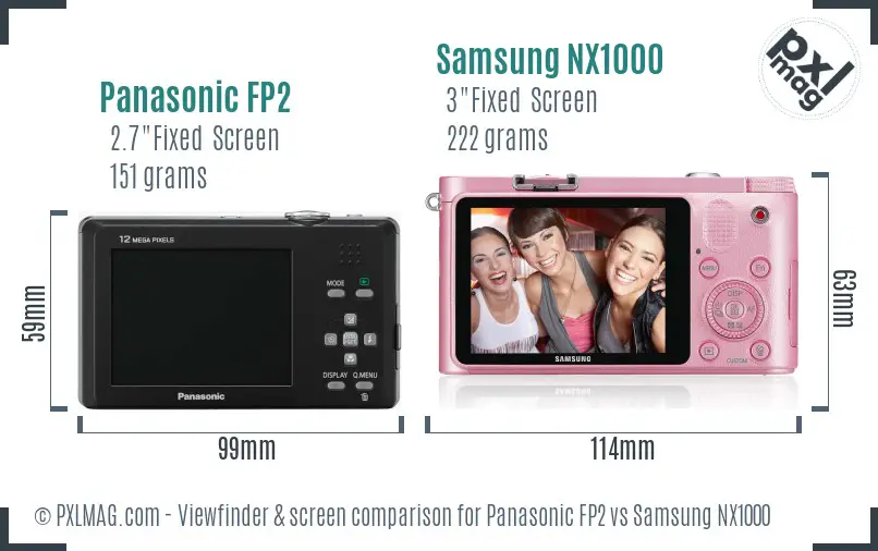 Panasonic FP2 vs Samsung NX1000 Screen and Viewfinder comparison