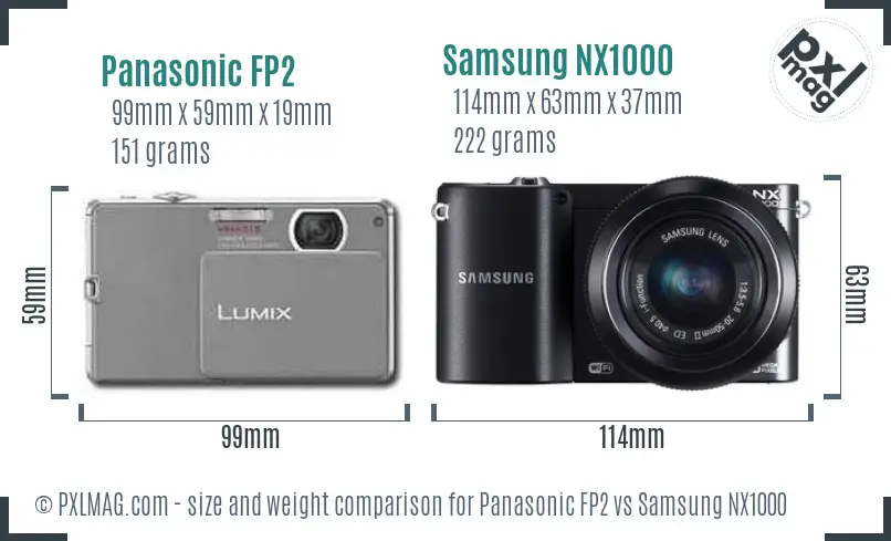 Panasonic FP2 vs Samsung NX1000 size comparison