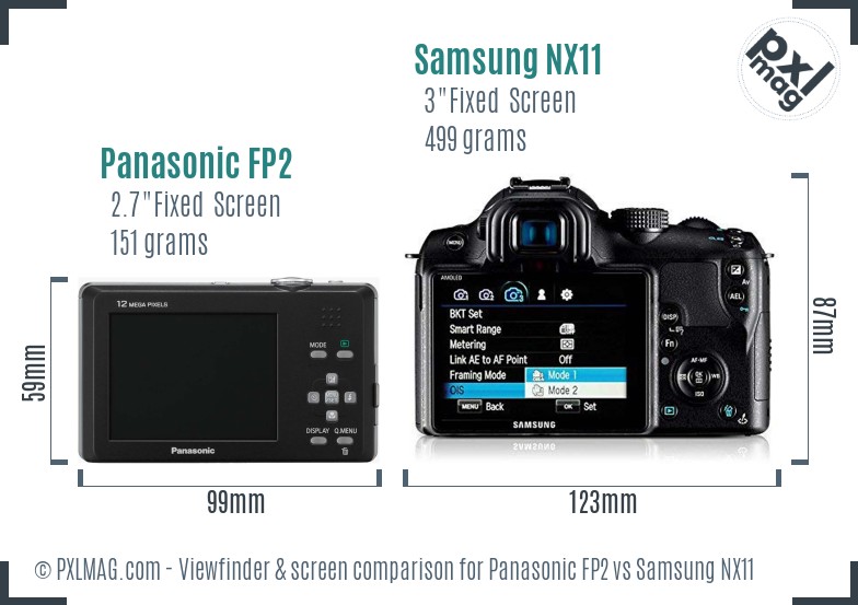 Panasonic FP2 vs Samsung NX11 Screen and Viewfinder comparison