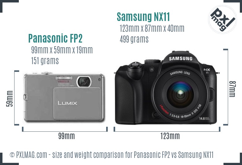 Panasonic FP2 vs Samsung NX11 size comparison