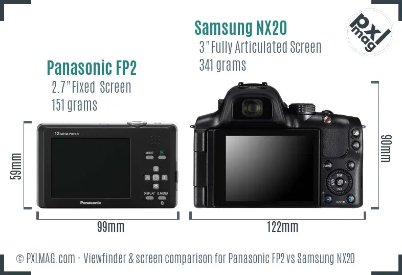 Panasonic FP2 vs Samsung NX20 Screen and Viewfinder comparison