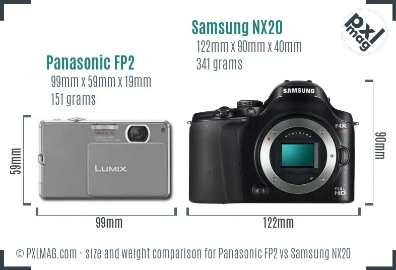 Panasonic FP2 vs Samsung NX20 size comparison
