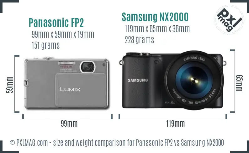 Panasonic FP2 vs Samsung NX2000 size comparison Panasonic FP2 vs Samsung NX2000 size comparison