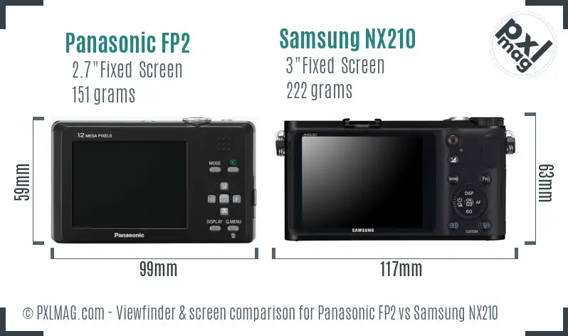 Panasonic FP2 vs Samsung NX210 Screen and Viewfinder comparison