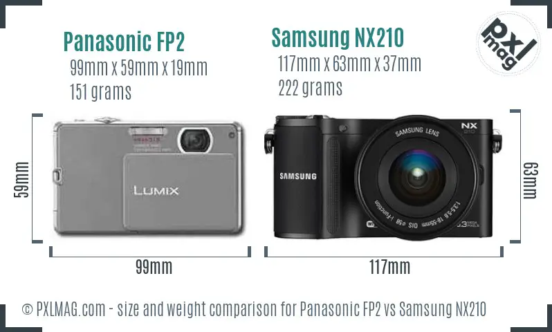 Panasonic FP2 vs Samsung NX210 size comparison