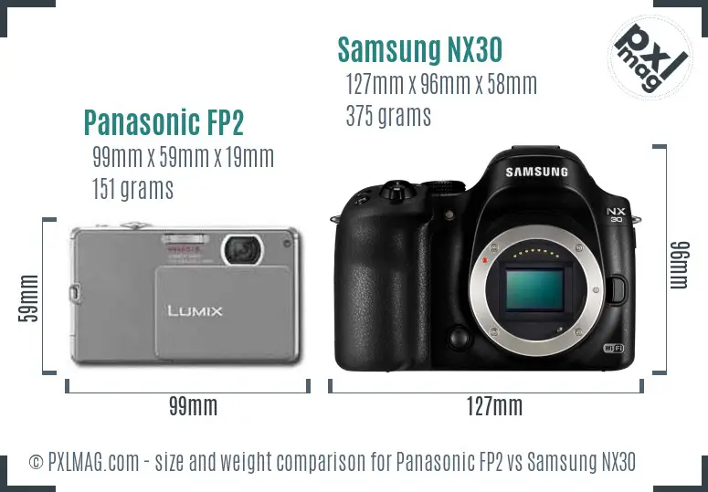 Panasonic FP2 vs Samsung NX30 size comparison