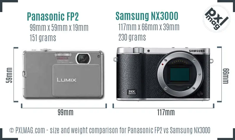 Panasonic FP2 vs Samsung NX3000 size comparison Panasonic FP2 vs Samsung NX3000 size comparison