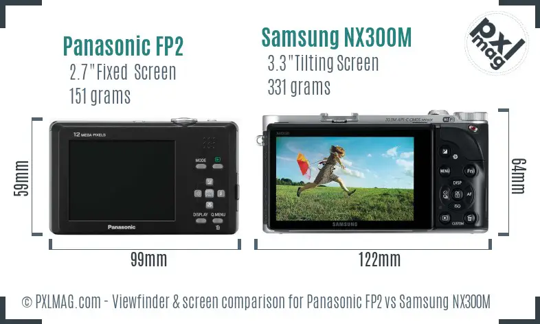 Panasonic FP2 vs Samsung NX300M Screen and Viewfinder comparison