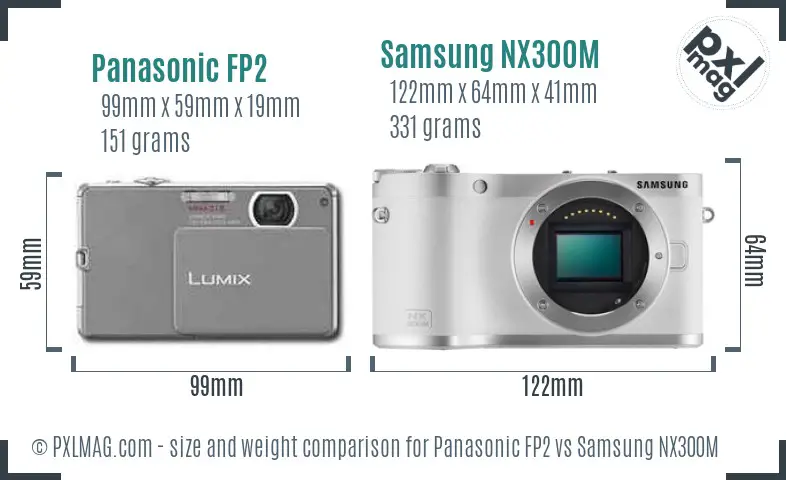 Panasonic FP2 vs Samsung NX300M size comparison