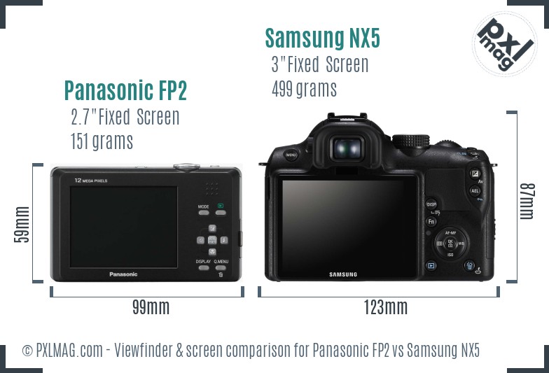 Panasonic FP2 vs Samsung NX5 Screen and Viewfinder comparison