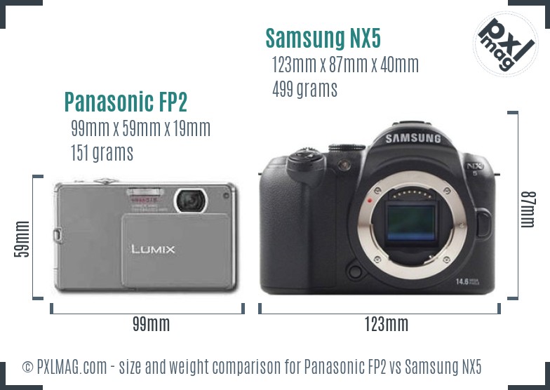 Panasonic FP2 vs Samsung NX5 size comparison Panasonic FP2 vs Samsung NX5 size comparison