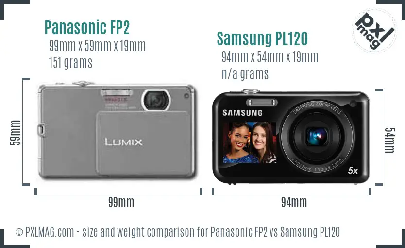 Panasonic FP2 vs Samsung PL120 size comparison