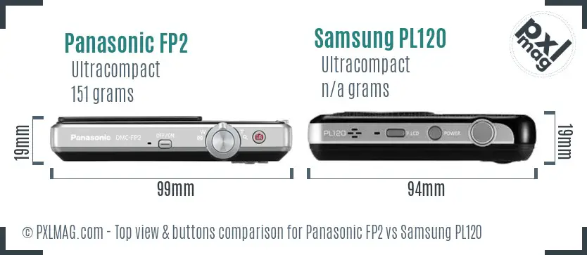 Panasonic FP2 vs Samsung PL120 top view buttons comparison