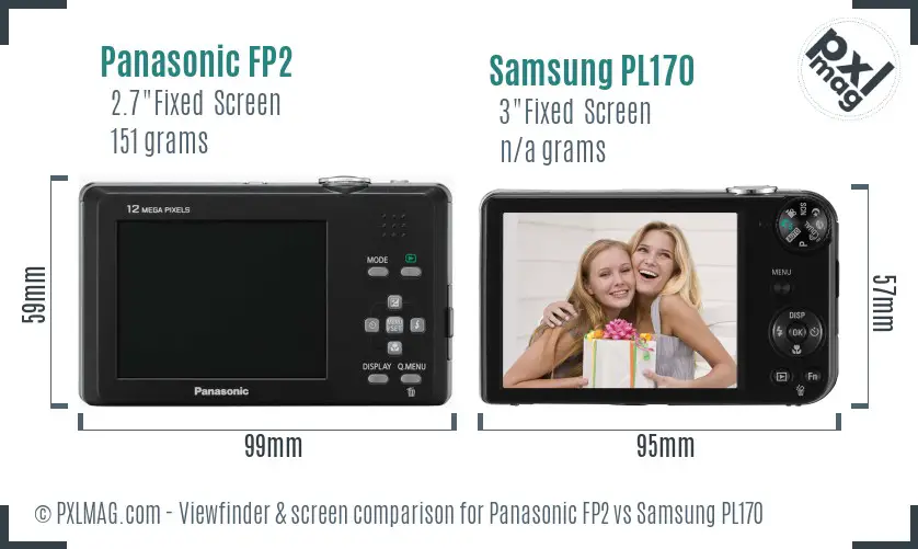 Panasonic FP2 vs Samsung PL170 Screen and Viewfinder comparison