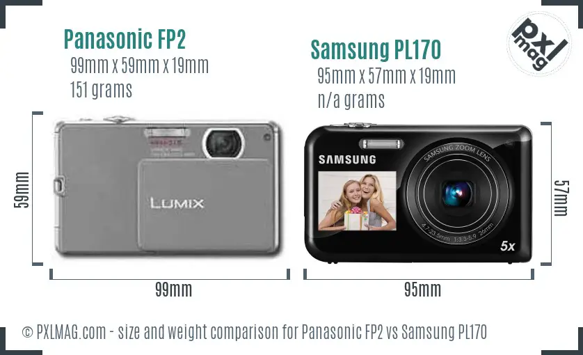 Panasonic FP2 vs Samsung PL170 size comparison