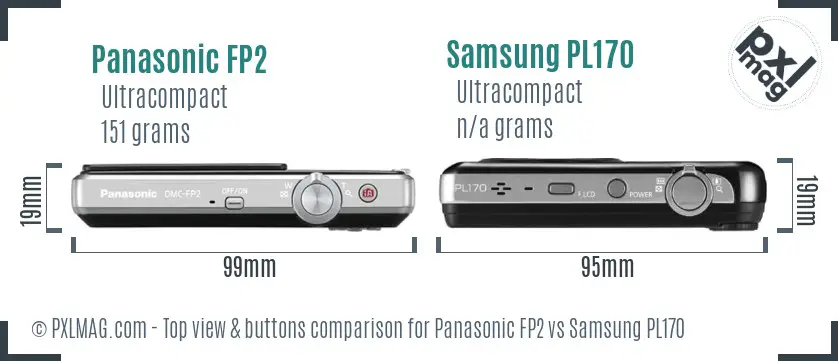 Panasonic FP2 vs Samsung PL170 top view buttons comparison