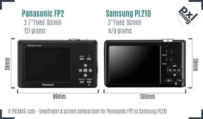 Panasonic FP2 vs Samsung PL210 Screen and Viewfinder comparison Panasonic FP2 vs Samsung PL210 Screen and Viewfinder comparison