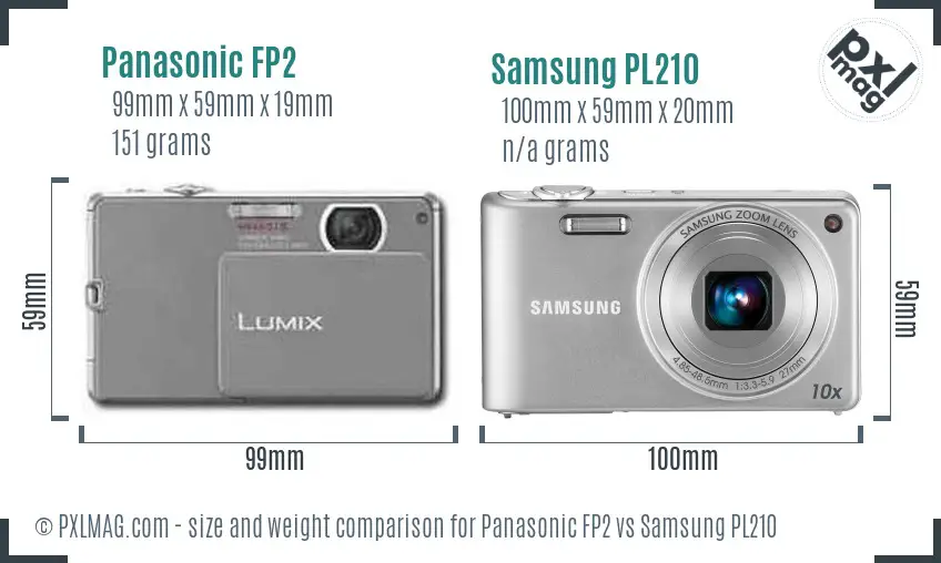 Panasonic FP2 vs Samsung PL210 size comparison Panasonic FP2 vs Samsung PL210 size comparison