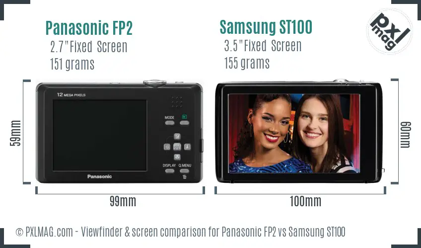 Panasonic FP2 vs Samsung ST100 Screen and Viewfinder comparison