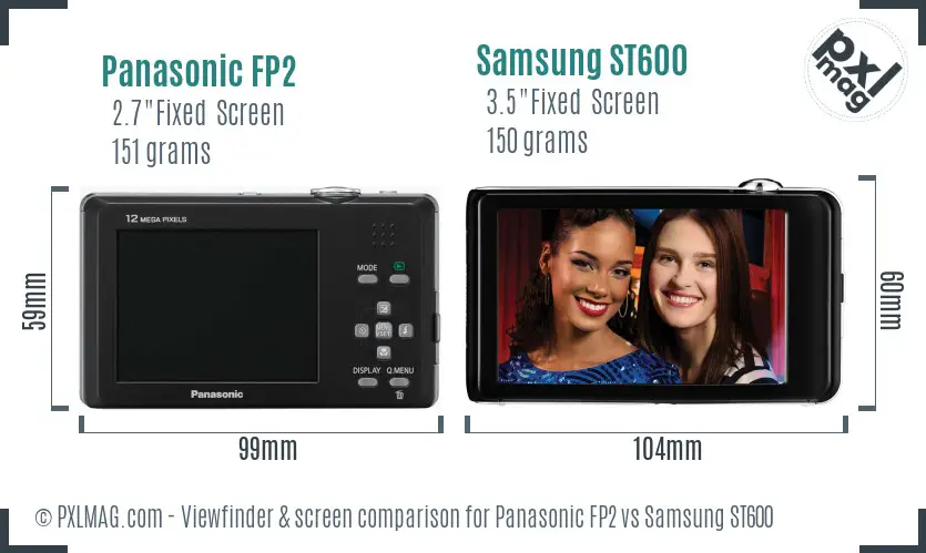 Panasonic FP2 vs Samsung ST600 Screen and Viewfinder comparison