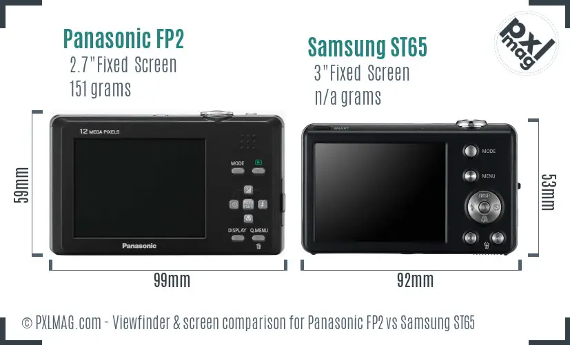 Panasonic FP2 vs Samsung ST65 Screen and Viewfinder comparison