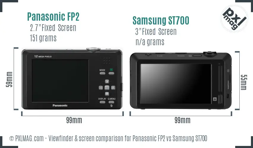 Panasonic FP2 vs Samsung ST700 Screen and Viewfinder comparison