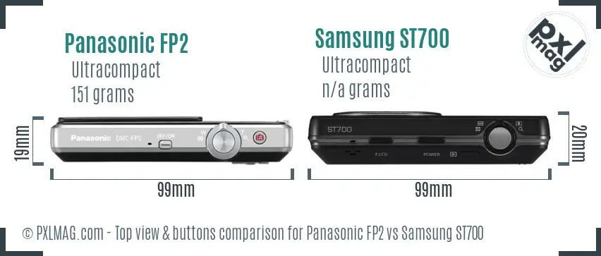 Panasonic FP2 vs Samsung ST700 top view buttons comparison