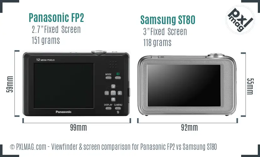 Panasonic FP2 vs Samsung ST80 Screen and Viewfinder comparison