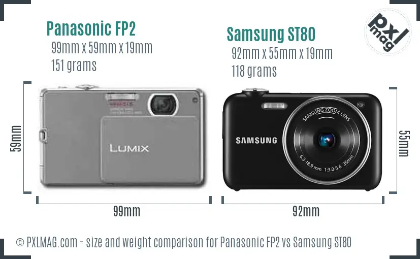 Panasonic FP2 vs Samsung ST80 size comparison