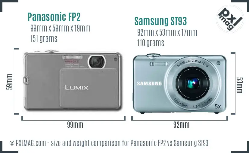 Panasonic FP2 vs Samsung ST93 size comparison Panasonic FP2 vs Samsung ST93 size comparison