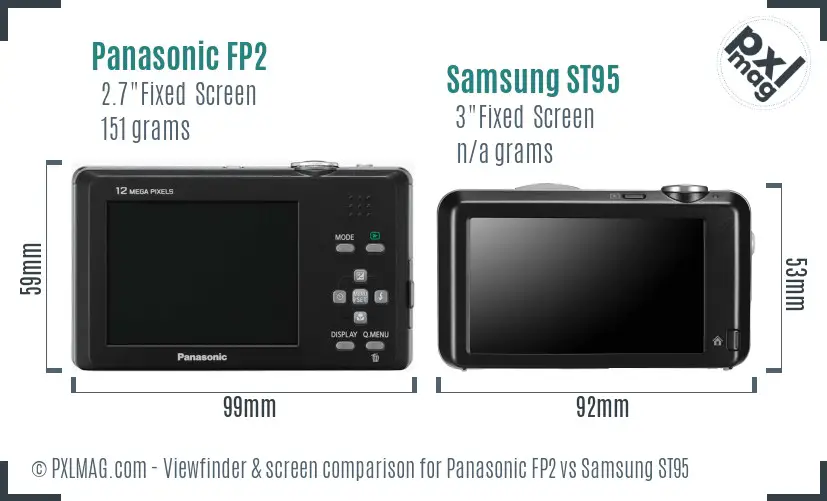 Panasonic FP2 vs Samsung ST95 Screen and Viewfinder comparison