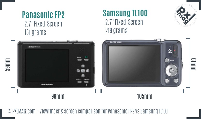 Panasonic FP2 vs Samsung TL100 Screen and Viewfinder comparison