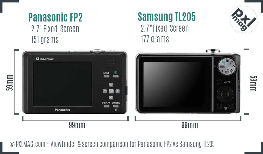 Panasonic FP2 vs Samsung TL205 Screen and Viewfinder comparison
