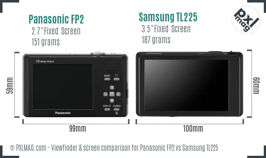 Panasonic FP2 vs Samsung TL225 Screen and Viewfinder comparison