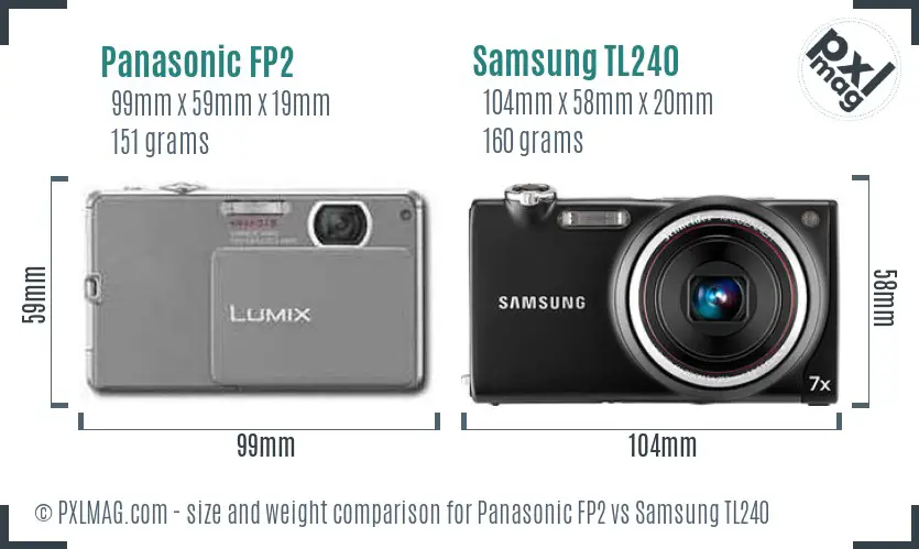 Panasonic FP2 vs Samsung TL240 size comparison