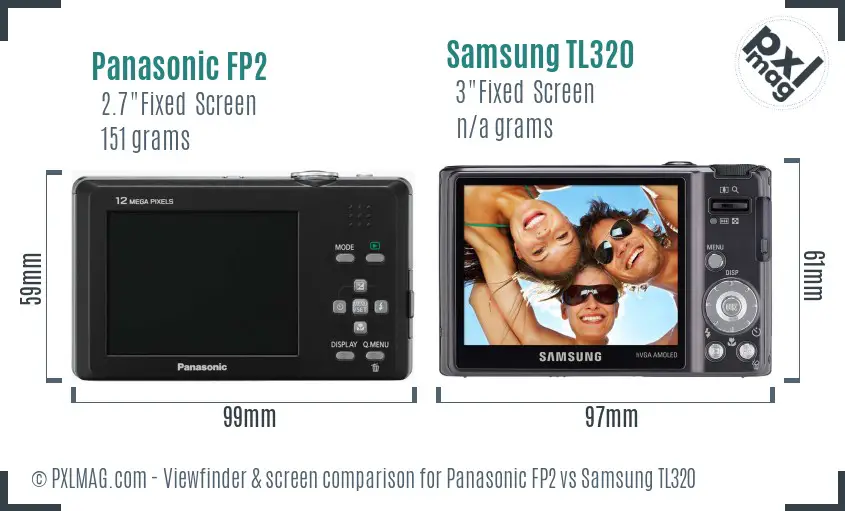 Panasonic FP2 vs Samsung TL320 Screen and Viewfinder comparison
