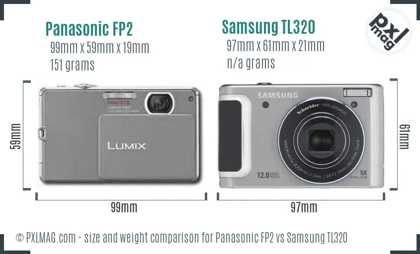 Panasonic FP2 vs Samsung TL320 size comparison