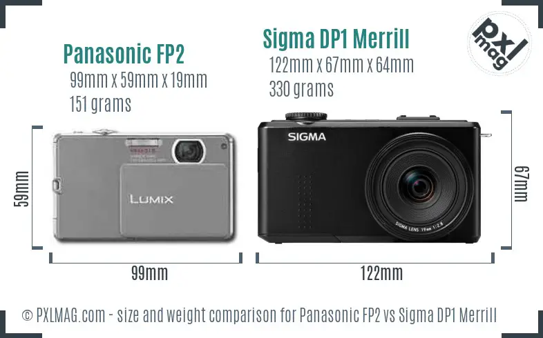 Panasonic FP2 vs Sigma DP1 Merrill size comparison