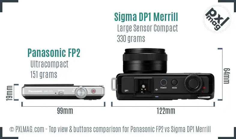 Panasonic FP2 vs Sigma DP1 Merrill top view buttons comparison