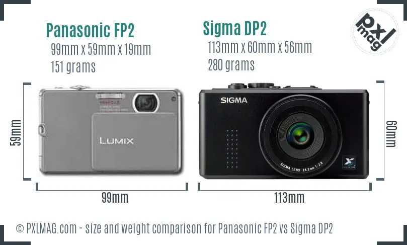 Panasonic FP2 vs Sigma DP2 size comparison