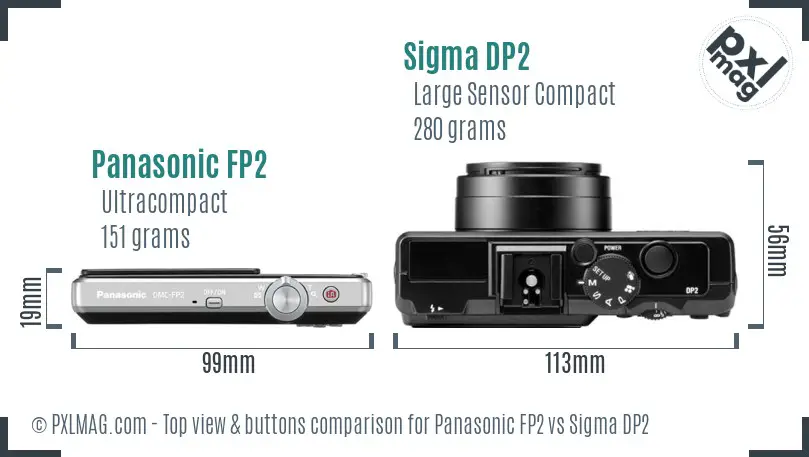 Panasonic FP2 vs Sigma DP2 top view buttons comparison